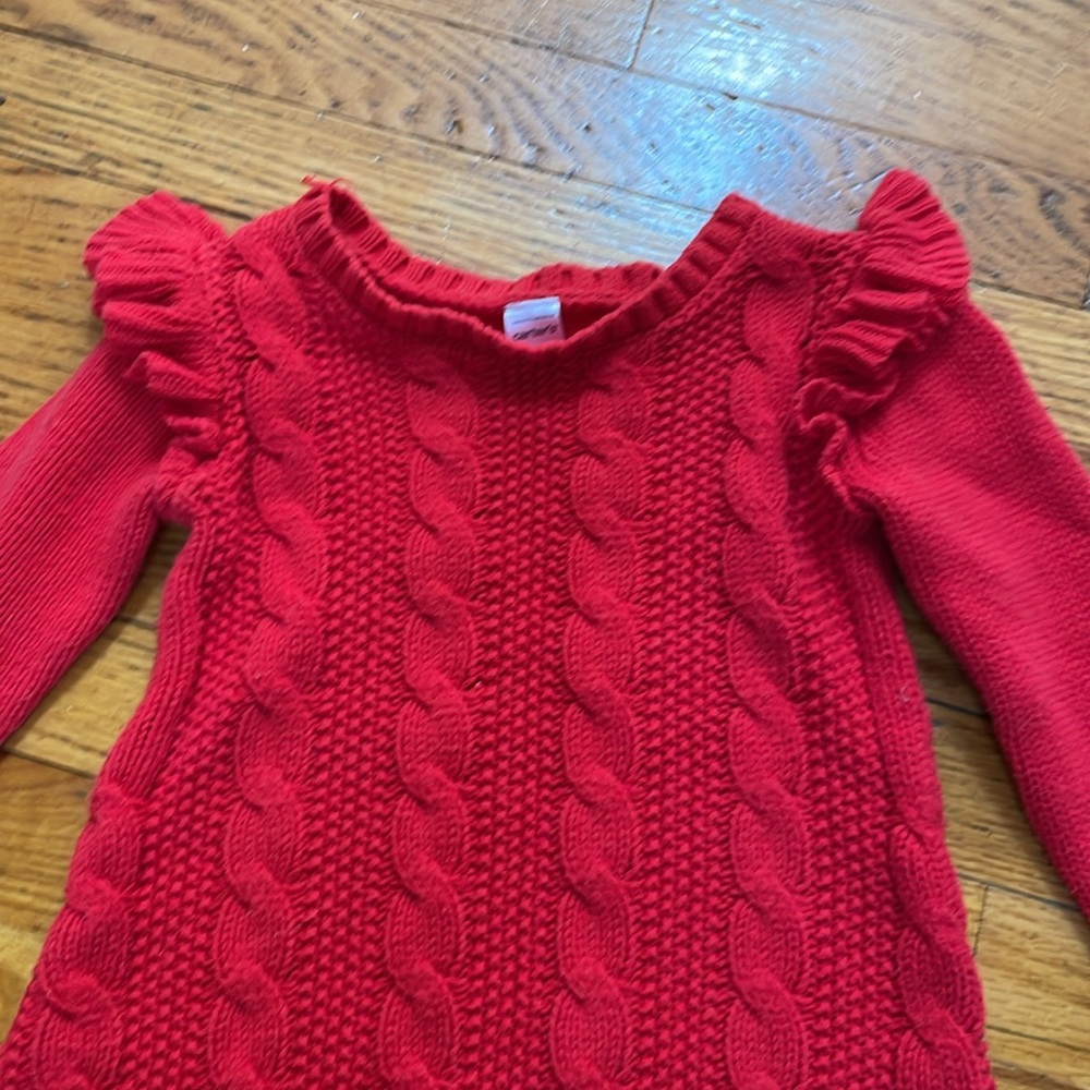 Red Cable Knit Sweater Dress - Picture 2 of 6